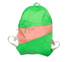 Susan Bijl Susan Bijl - the new foldable backpack large - greenscreen & coral