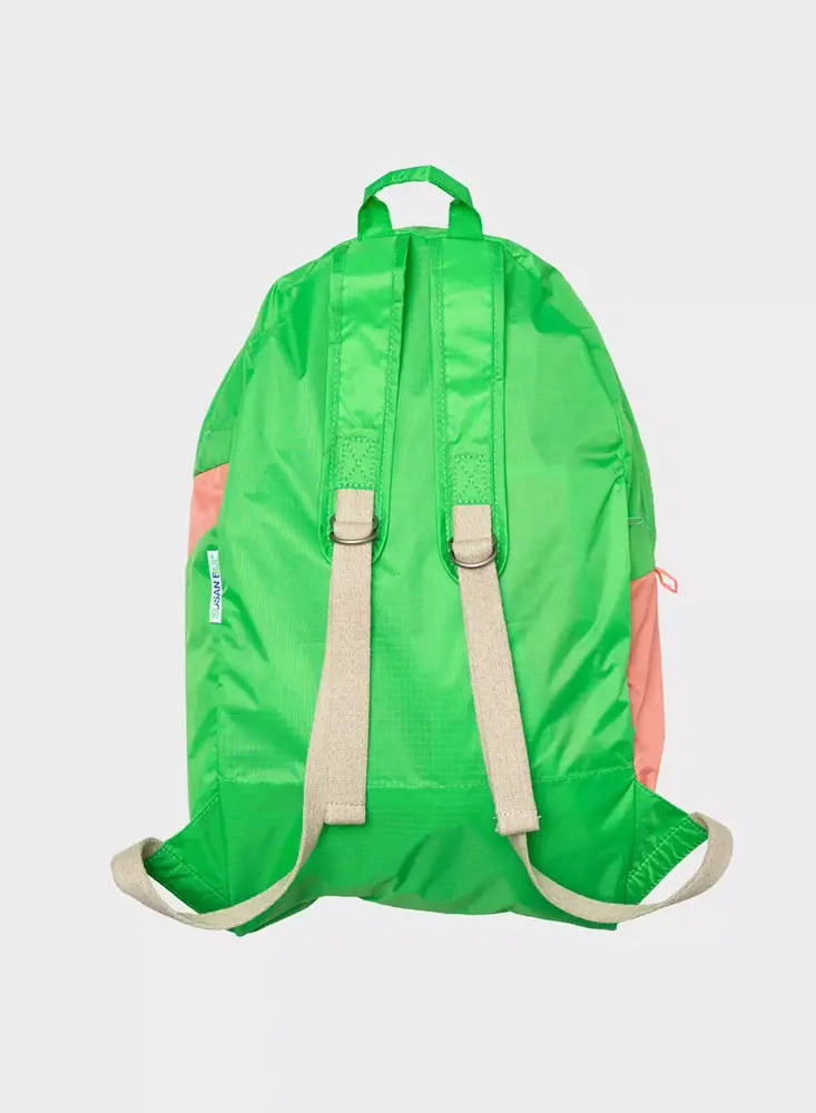 Susan Bijl Susan Bijl - the new foldable backpack large - greenscreen & coral Susan Bijl Susan Bijl - the new foldable backpack large - greenscreen & coral
