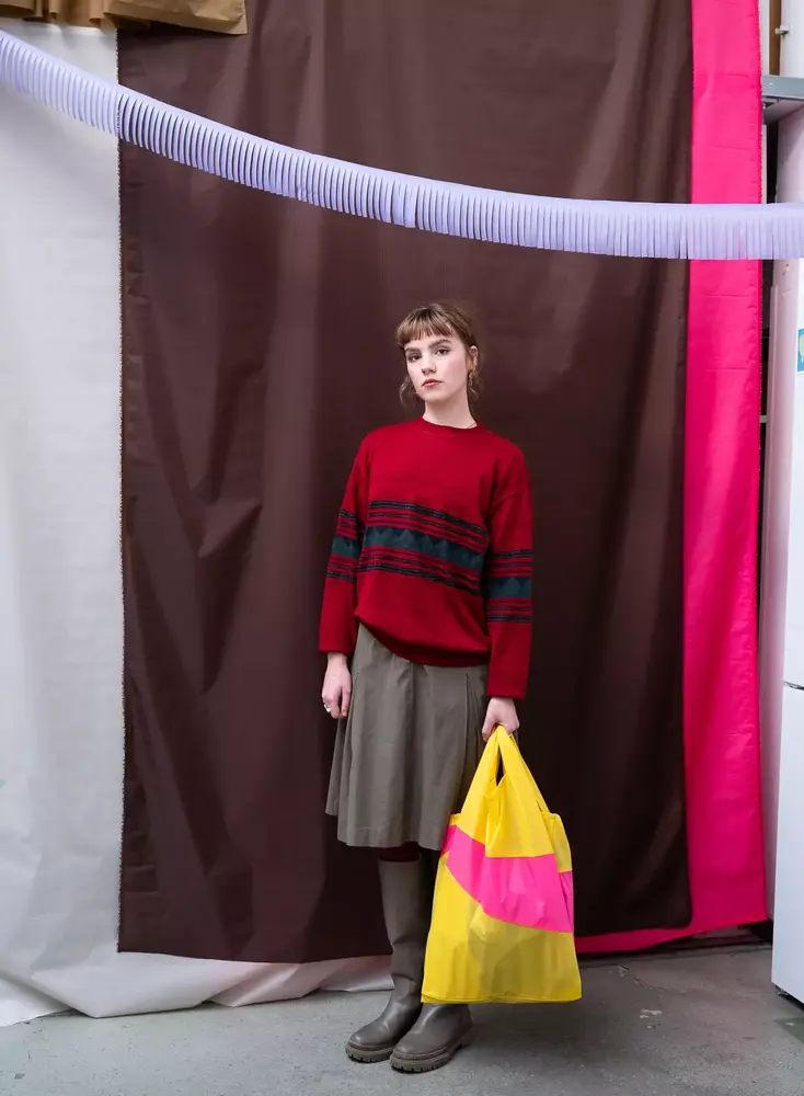 Susan Bijl Susan Bijl - the new shopping bag large - tv yellow & fluo pink