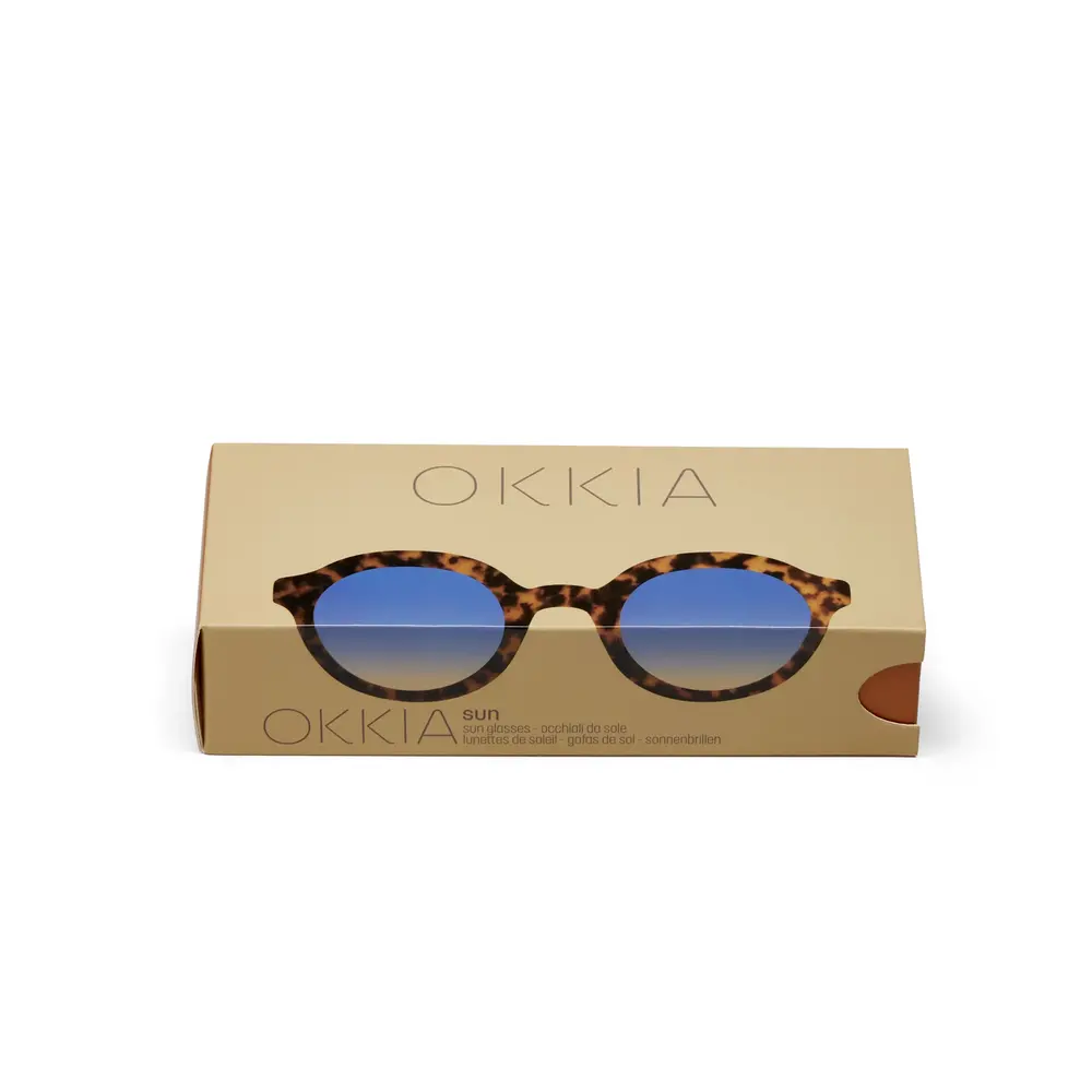 Okkia Okkia - zonnebril lauro - rond - classic havana blue lens Okkia Okkia - zonnebril lauro - rond - classic havana blue lens