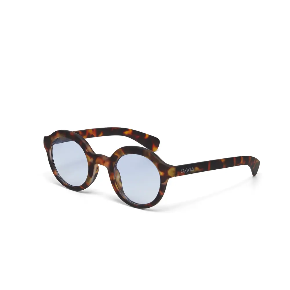 Okkia Okkia - zonnebril lauro - rond - classic havana blue lens Okkia Okkia - zonnebril lauro - rond - classic havana blue lens