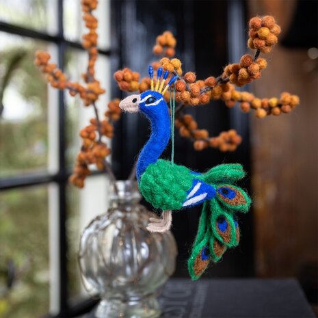 Sjaal met verhaal Sjaal met verhaal - hanger vogel - pauw