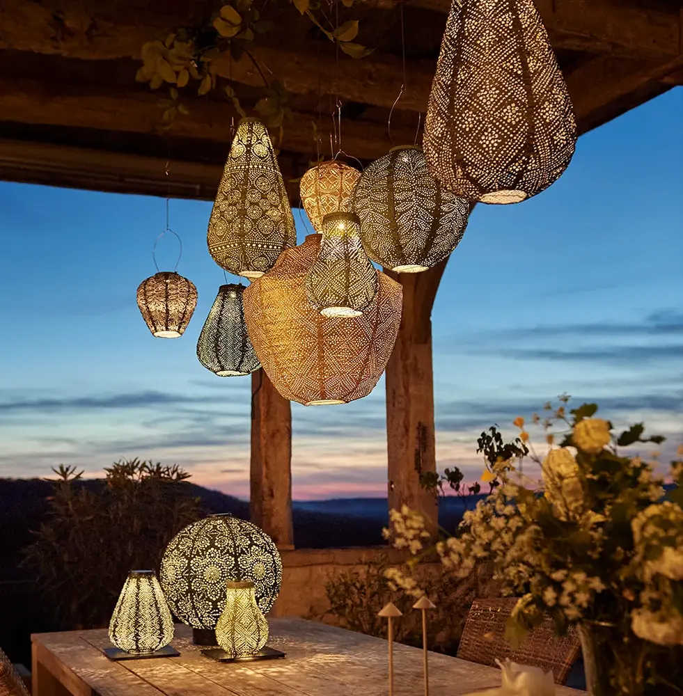 Lumiz Lumiz - solar lantaarn - round 30 lace - apricot Lumiz Lumiz - solar lantaarn - round 30 lace - apricot