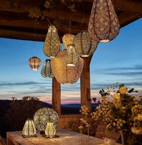 Lumiz Lumiz - solar lantaarn - round 30 lace - apricot Lumiz Lumiz - solar lantaarn - round 30 lace - apricot