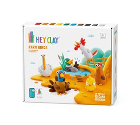 Hey Clay Hey Clay - boetseerklei - boerderij vogels (15 potjes)