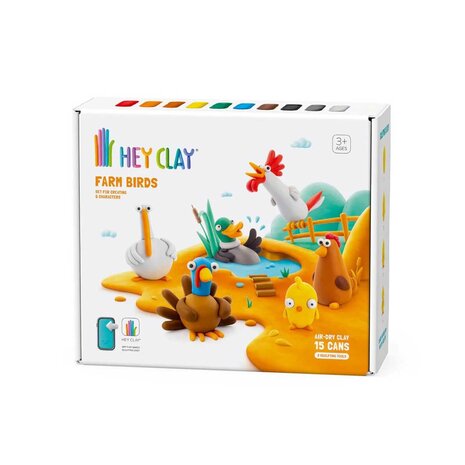 Hey Clay Hey Clay - boetseerklei - boerderij vogels (15 potjes) Hey Clay Hey Clay - boetseerklei - boerderij vogels (15 potjes)