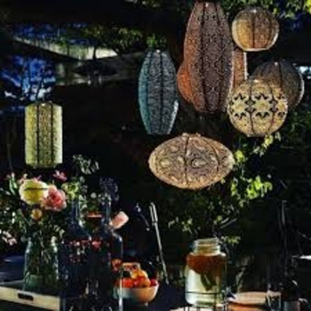 Lumiz Lumiz - solar lantaarn - bulb 16 - ikat - petrol Lumiz Lumiz - solar lantaarn - bulb 16 - ikat - petrol