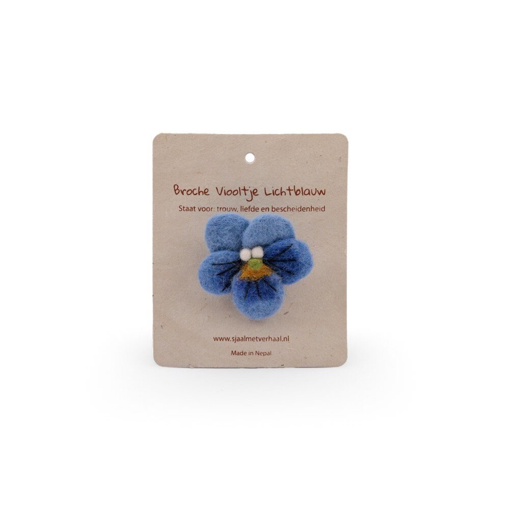 Sjaal met verhaal Sjaal met verhaal - broche - viooltje lichtblauw