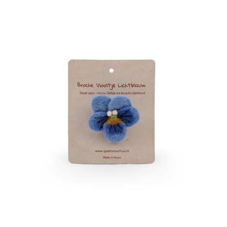 Sjaal met verhaal Sjaal met verhaal - broche - viooltje lichtblauw