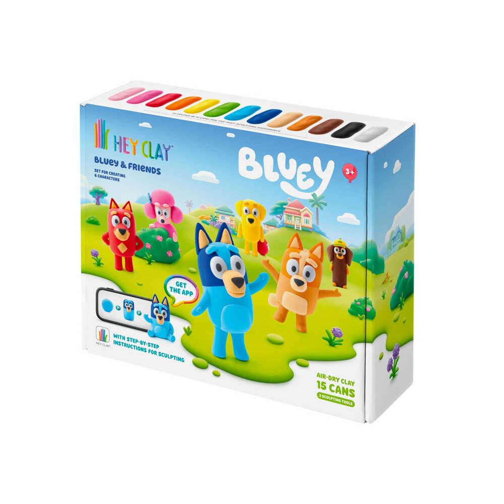 Hey Clay Hey Clay - boetseerklei - bluey and friends (15 potjes)