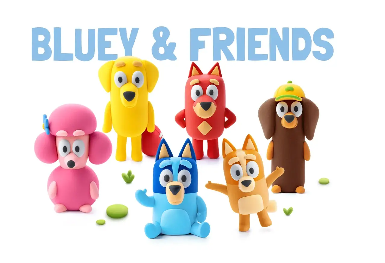 Hey Clay Hey Clay - boetseerklei - bluey and friends (15 potjes)