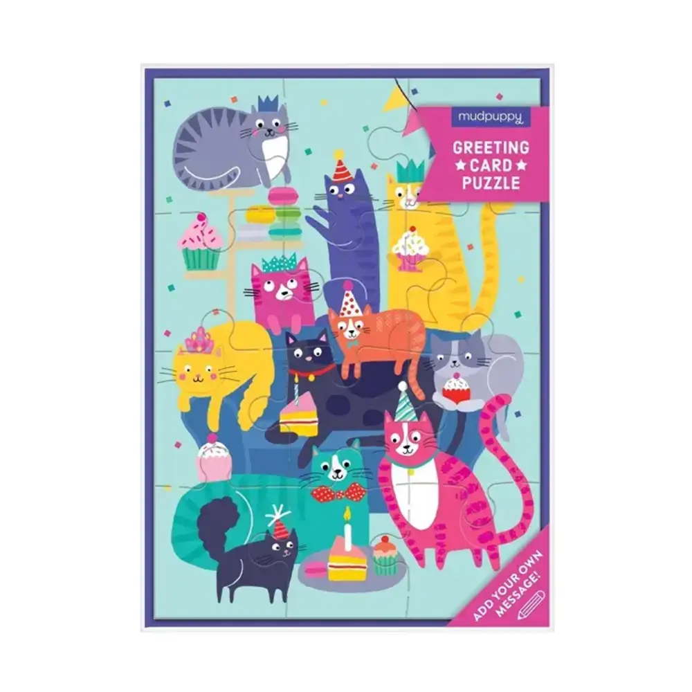 Mudpuppy Mudpuppy - greetingcard & puzzle - cat party