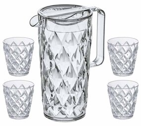 Koziol Koziol - karaf (1,6 l) met 4 bekers - crystal