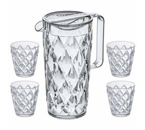 Koziol Koziol - karaf (1,6 l) met 4 bekers - crystal