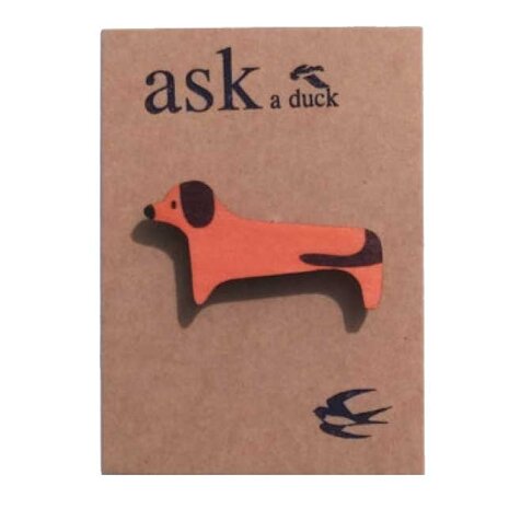 Ask a duck Ask a duck - broche hout - teckel Ask a duck Ask a duck - broche hout - teckel