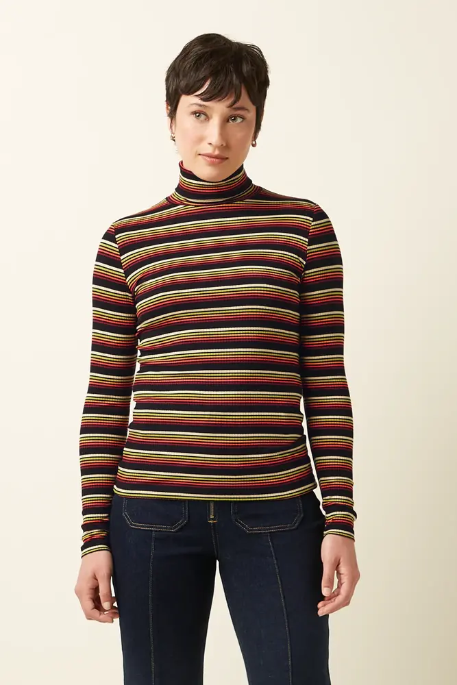 King Louie King Louie - rollneck top frostine stripe - spicy orange