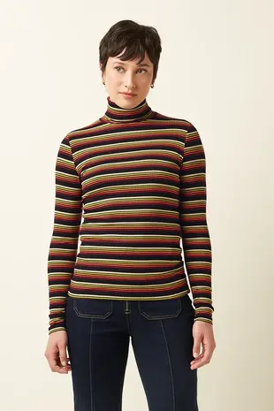 King Louie King Louie - rollneck top frostine stripe - spicy orange
