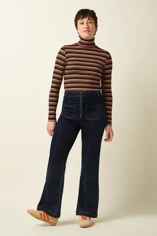 King Louie King Louie - rollneck top frostine stripe - spicy orange