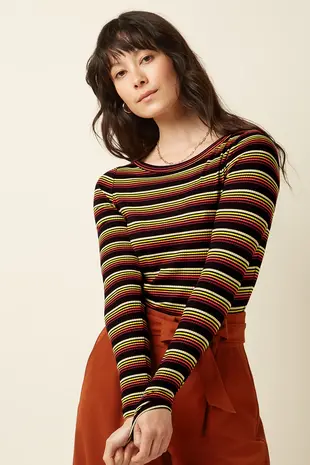 King Louie King Louie - lili tee frostine stripe - spicy orange King Louie King Louie - lili tee frostine stripe - spicy orange