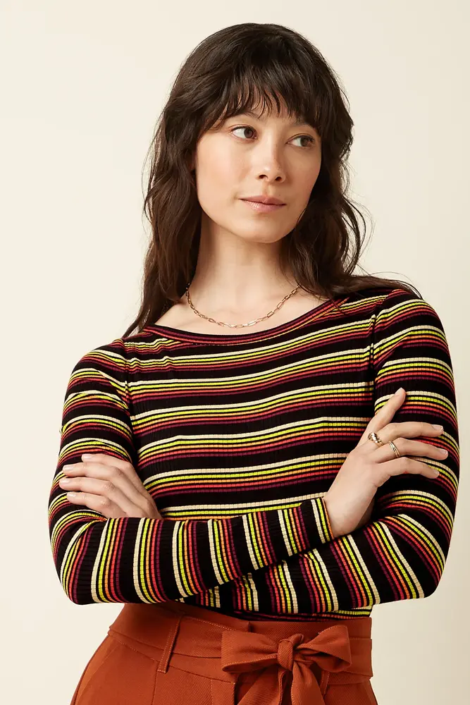 King Louie King Louie - lili tee frostine stripe - spicy orange King Louie King Louie - lili tee frostine stripe - spicy orange