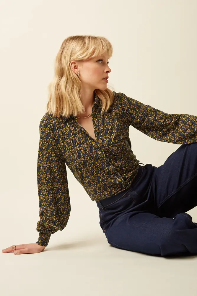 King Louie King Louie - maisie blouse mirth jersey - rhodonite blue