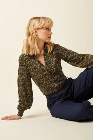 King Louie King Louie - maisie blouse mirth jersey - rhodonite blue