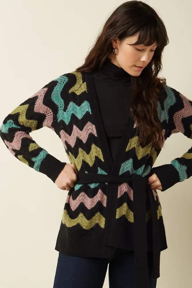 King Louie King Louie - cardi belt botany - black