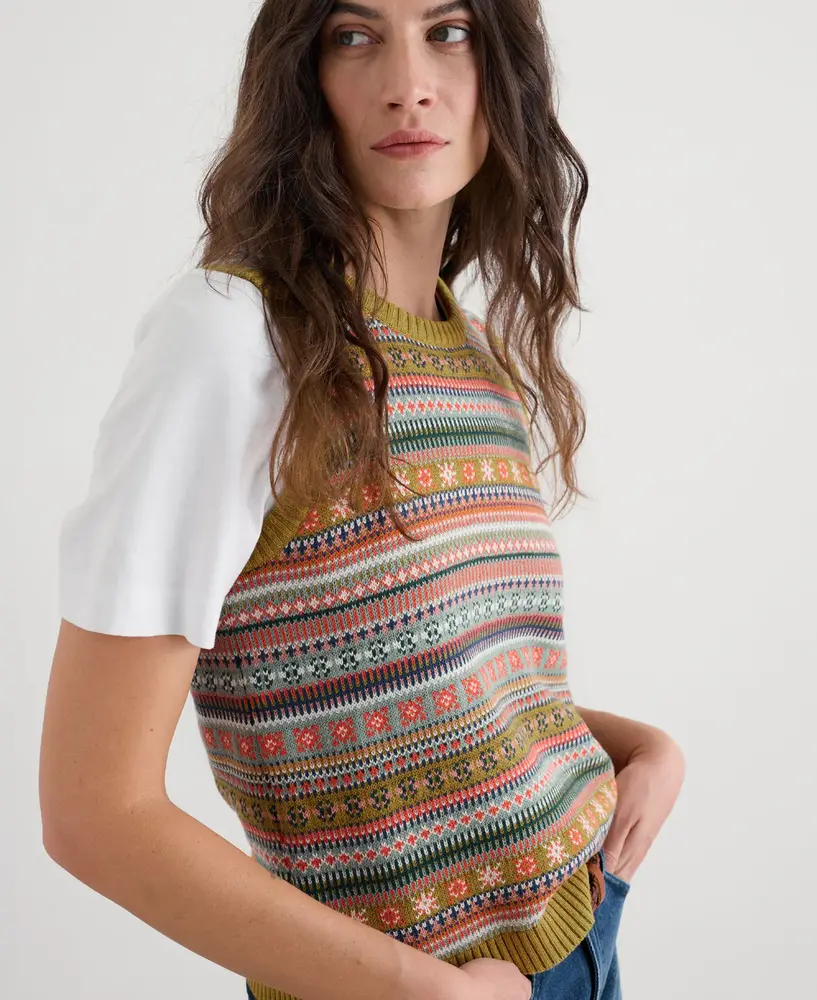 Seasalt Seasalt - cove cottage vest - carved relief pear multi Seasalt Seasalt - cove cottage vest - carved relief pear multi