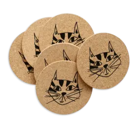 Helen b Helen b - onderzetters kurk - kitty (set van 6) Helen b Helen b - onderzetters kurk - kitty (set van 6)
