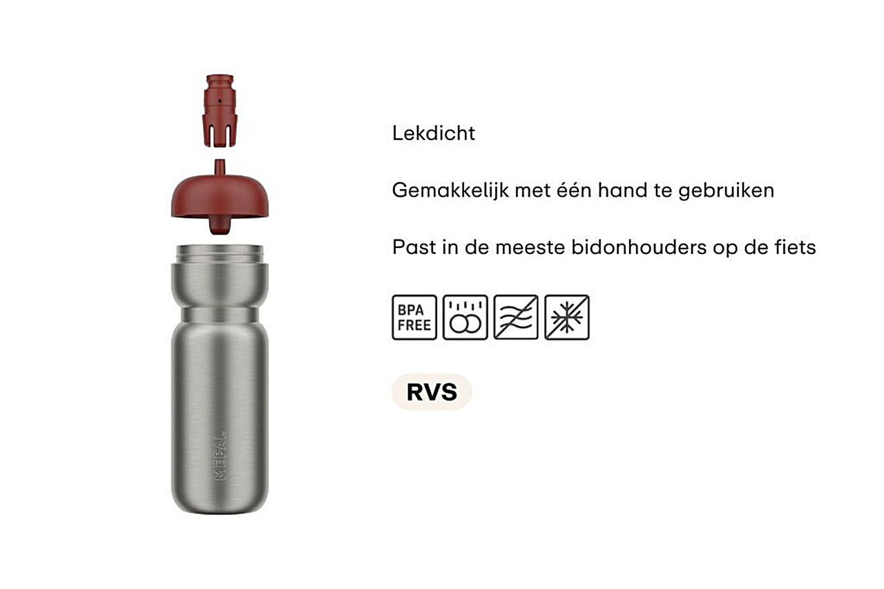 Mepal Mepal - rvs bidon pull sport 800 ml - mountain red Mepal Mepal - rvs bidon pull sport 800 ml - mountain red