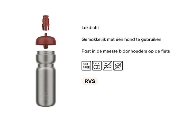 Mepal Mepal - rvs bidon pull sport 800 ml - mountain red Mepal Mepal - rvs bidon pull sport 800 ml - mountain red