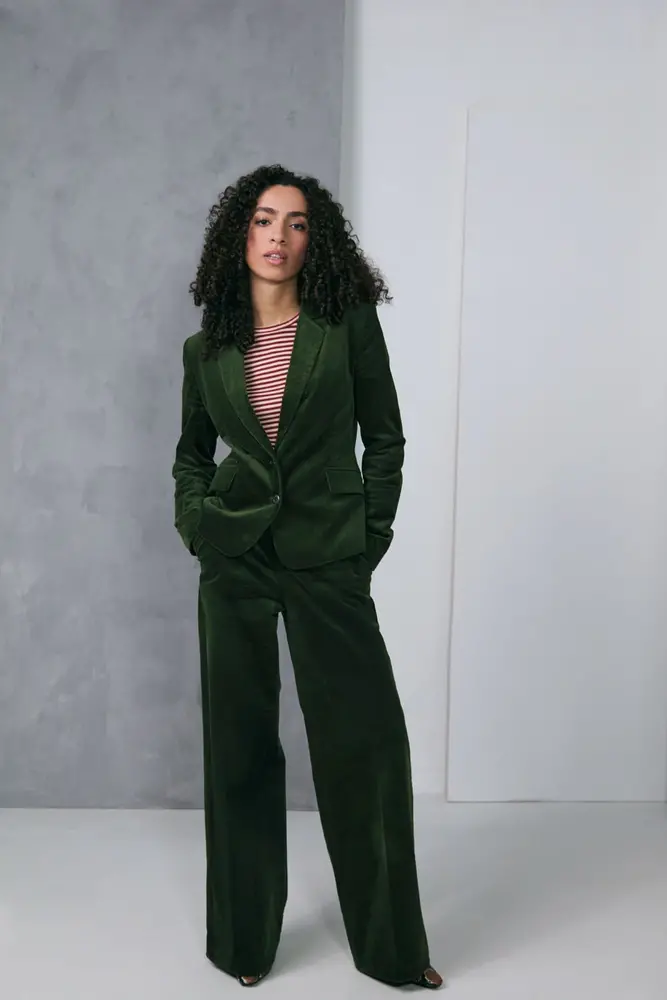 Zilch Zilch - sara short blazer rib - dark green Zilch Zilch - sara short blazer rib - dark green