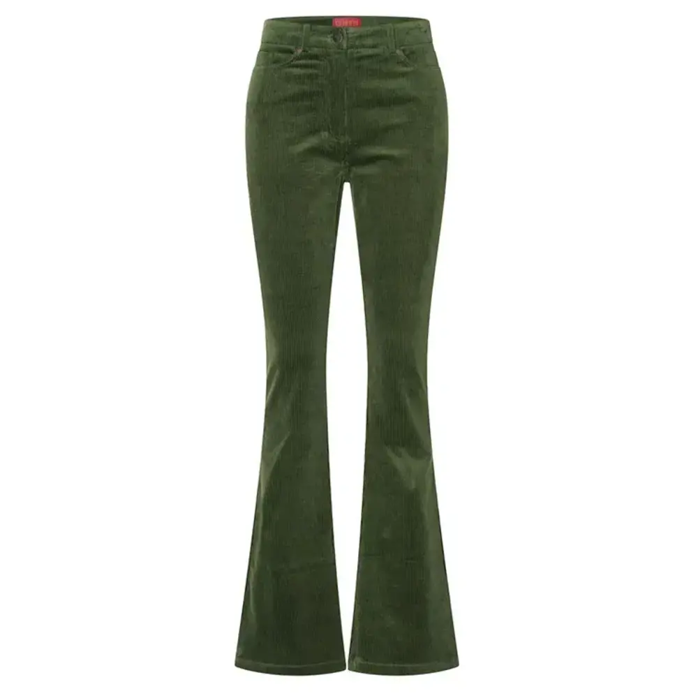 Zilch Zilch - dora flared leg pants rib - dark green Zilch Zilch - dora flared leg pants rib - dark green