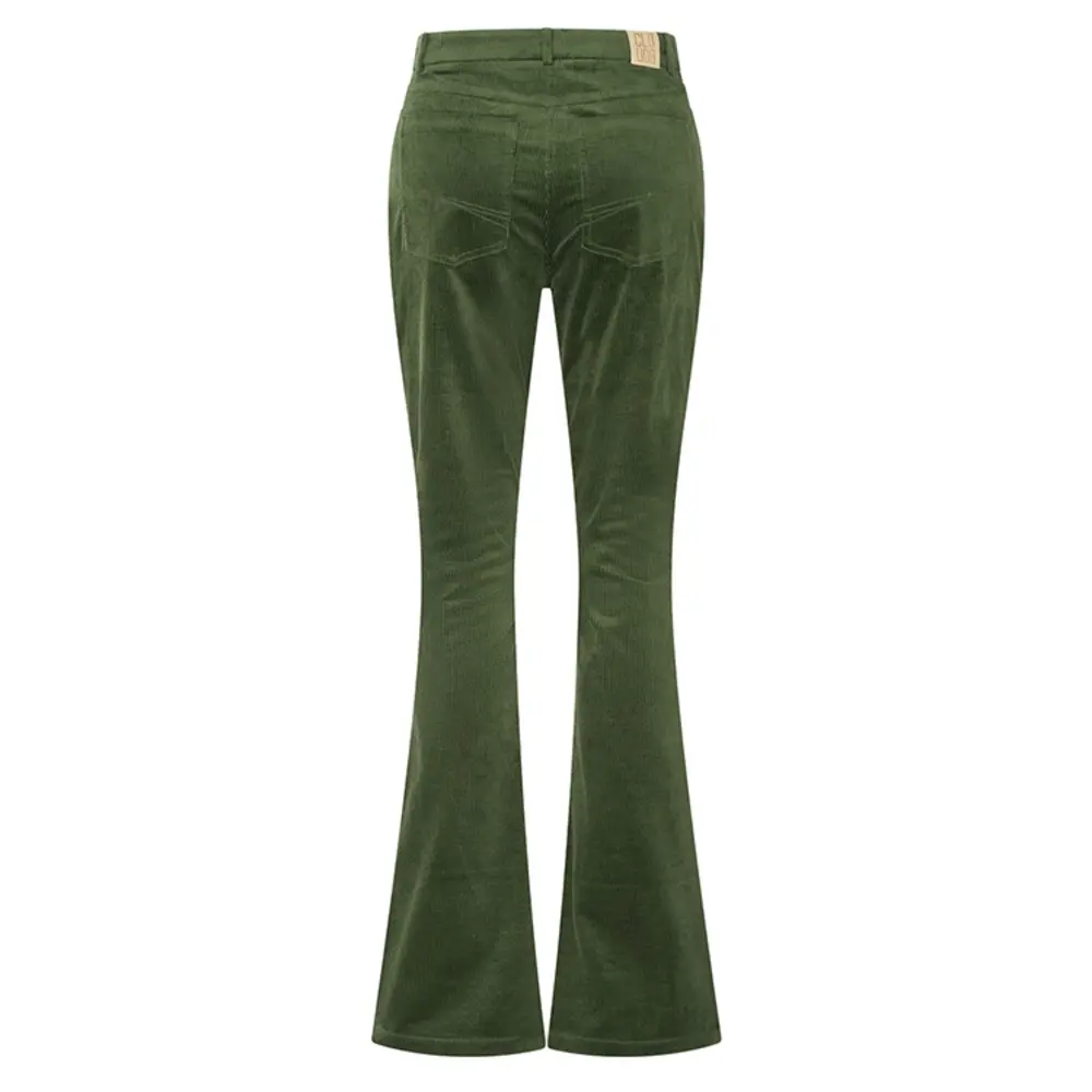 Zilch Zilch - dora flared leg pants rib - dark green Zilch Zilch - dora flared leg pants rib - dark green