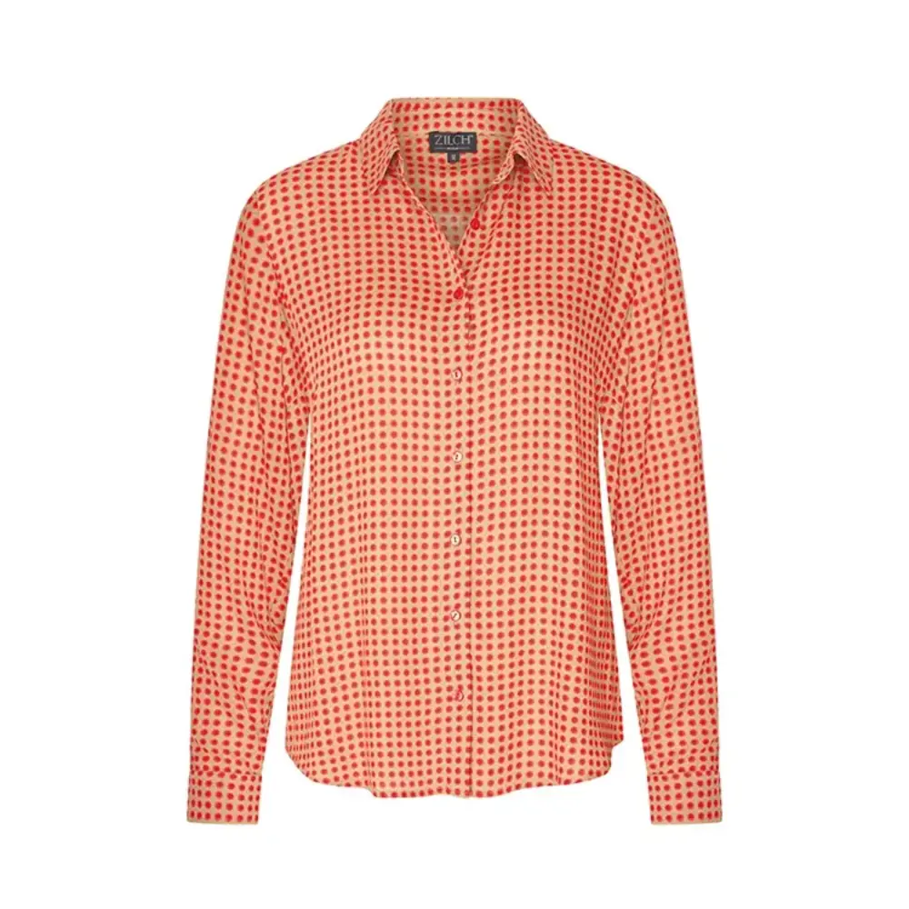 Zilch Zilch - blouse basic - duo dots tomato Zilch Zilch - blouse basic - duo dots tomato