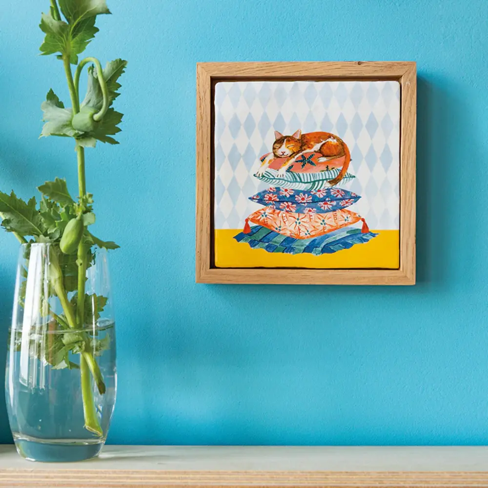 Storytiles Storytiles - tegel small - sleepy cat (10x10 cm) Storytiles Storytiles - tegel small - sleepy cat (10x10 cm)