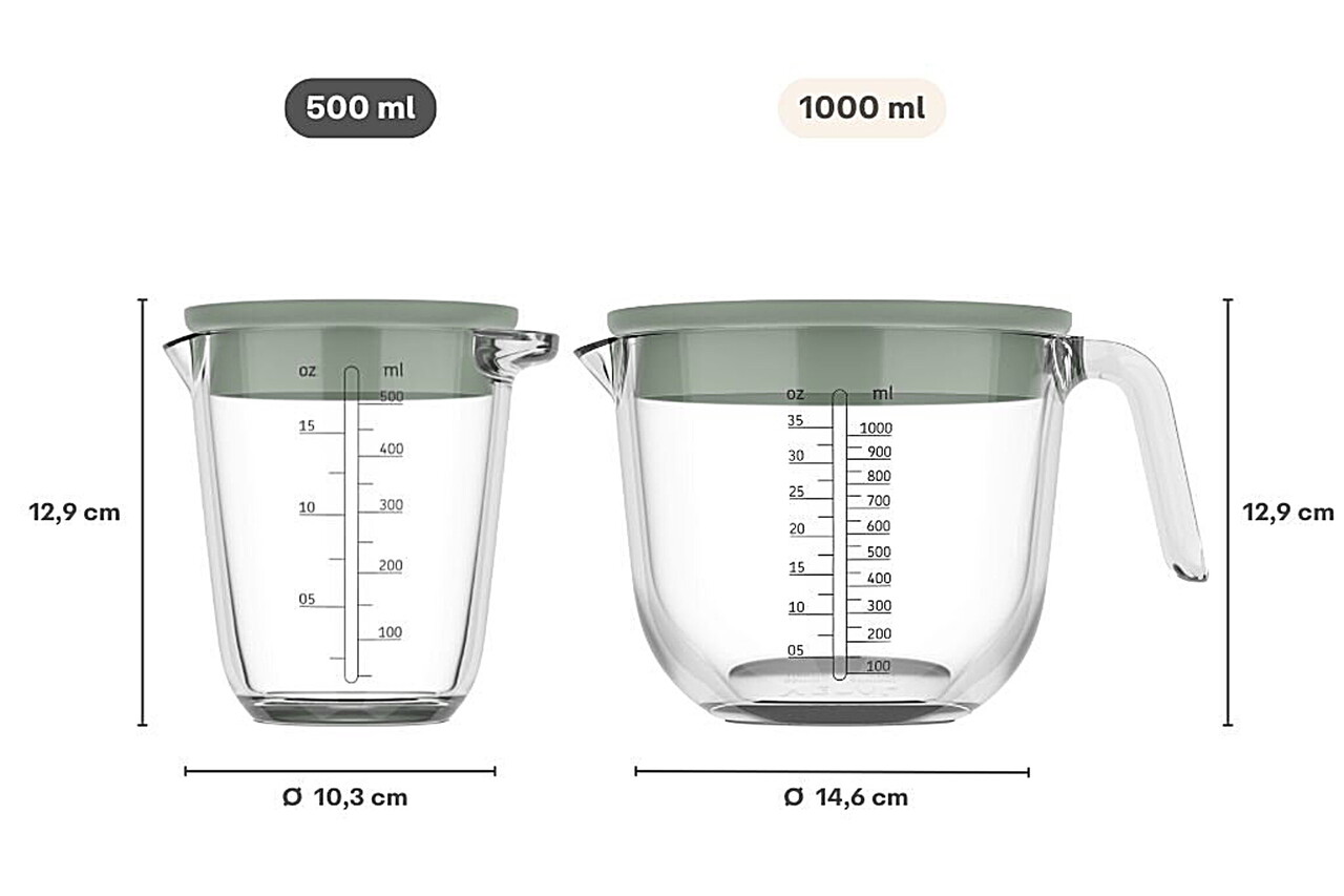 Mepal Mepal - chef it maatbeker glas met deksel 1000 ml - chalk Mepal Mepal - chef it maatbeker glas met deksel 1000 ml - chalk