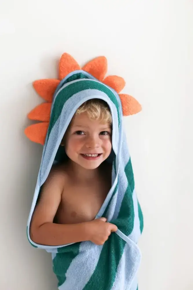 Quut Quut - hooded towel dino - lagoon