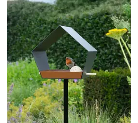 Heeej! Heeej! - vogelhuis op paal - big diamond dark grey/brown