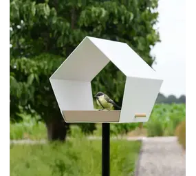 Heeej! Heeej! - vogelhuis op paal - big diamond white/sand
