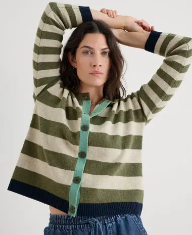 Seasalt Seasalt - pinwell cardigan - bright shape light olive mix Seasalt Seasalt - pinwell cardigan - bright shape light olive mix