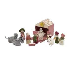 Sjaal met verhaal Sjaal met verhaal - kerststal - cyclaam/oudroze