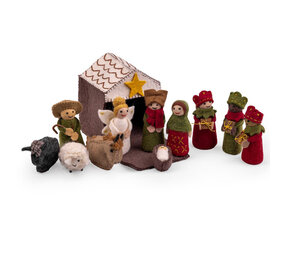 Sjaal met verhaal Sjaal met verhaal - kerststal - rood/groen