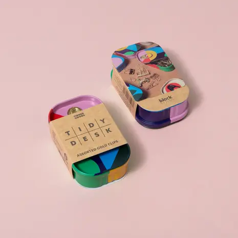 Block design Block design - tinned goods - gouden clips
