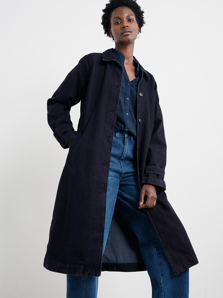 Seasalt Seasalt - boscastle mac coat - inkwell overdye high twist Seasalt Seasalt - boscastle mac coat - inkwell overdye high twist