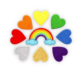 iBadge iBadge - geborduurde badge - hartjes en regenboog (set van 9)