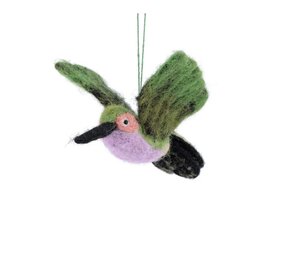 Sjaal met verhaal Sjaal met verhaal - hanger vogel - kolibrie lila/groen