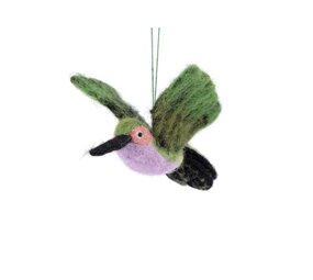 Sjaal met verhaal Sjaal met verhaal - hanger vogel - kolibrie lila/groen