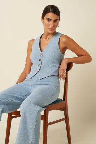 King Louie King Louie - beatriz pants corner stripe - denim blue