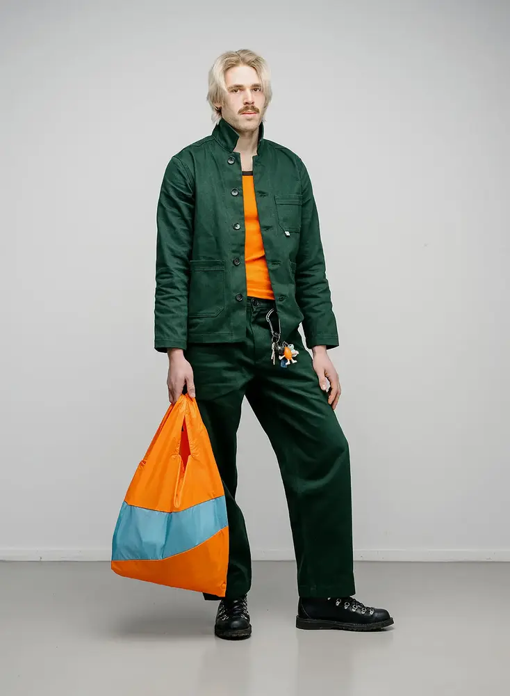 Susan Bijl Susan Bijl - the new shopping bag large - orange & ocean